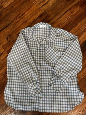 CJLA Light Blue and White Plaid women’s  Button-Up Shirt